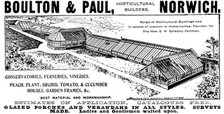 Advertisement for Boulton & Paul, horticultural builders, 1895. Creator: Unknown.