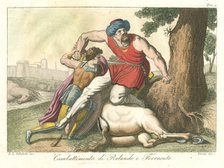 Combat between Roland and Ferragus, c1820. Artist: Antonio Verico