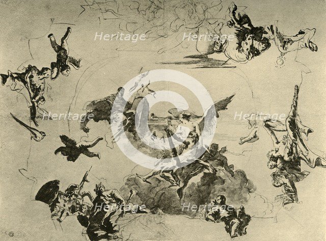 'Sketch for a Ceiling Painting', mid 18th century, (1928). Artist: Giovanni Battista Tiepolo.