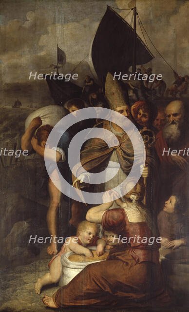 During a Famine in Myra Saint Nicholas Saves the People. Creator: Otto Van Veen.