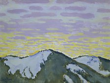 Snowy mountain peaks at dusk, 1913. Creator: Koloman Moser.