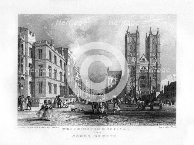'Westminster Hospital and Abbey Church', London, 19th century.Artist: J Woods