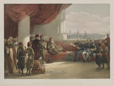 Egypt and Nubia, Volume III: Interview with the Viceroy of Egypt, at his Palace, Alexandria, 1848. Creator: Louis Haghe (British, 1806-1885); F.G.Moon, 20 Threadneedle Street, London.