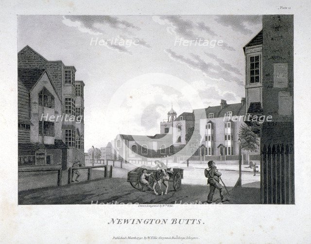 Newington Butts, Southwark, London, 1792.                                    Artist: William Ellis