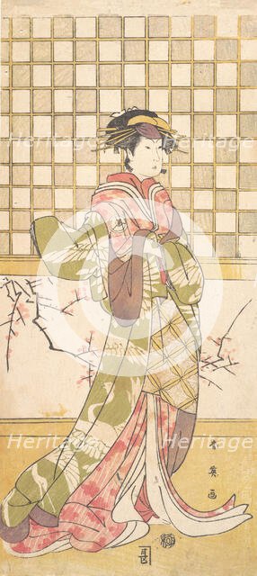 An Actor of the Iwai Clan as a Woman, ca. 1795. Creator: Katsukawa Shun'ei.