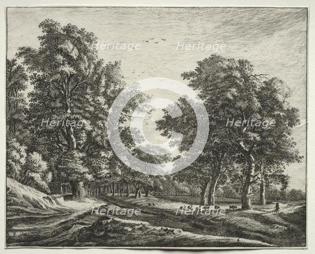 Six view in the wood of the Hague: Goats Under the Trees. Creator: Roelant Roghman (Dutch, 1627-1692).