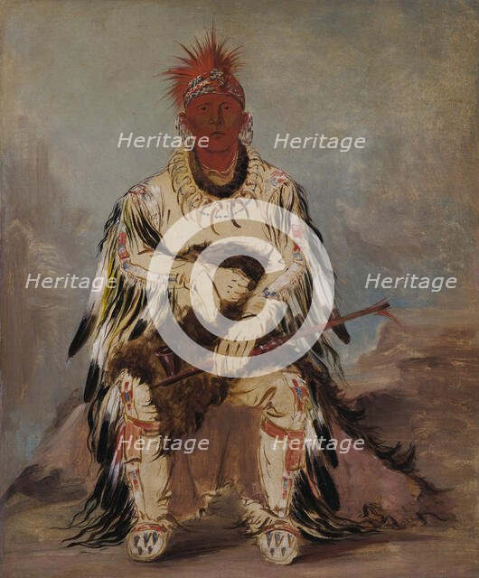 No-wáy-ke-súg-gah, He Who Strikes Two at Once, a Brave, 1832. Creator: George Catlin.