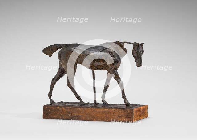 Thoroughbred Horse Walking, Part of the Neck Missing, early 1870s. Creator: Edgar Degas.
