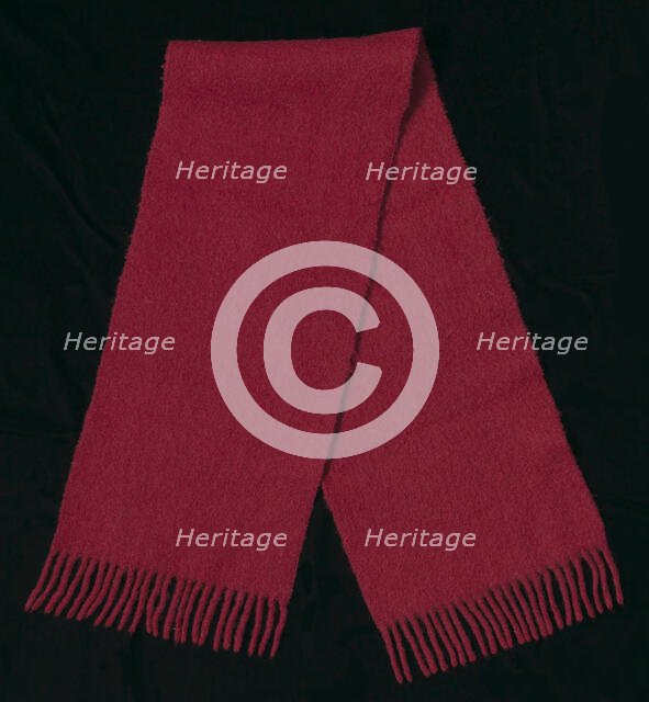 Red wool scarf worn by Joan Mulholland during a protest near the White House, 1960. Creator: Unknown.