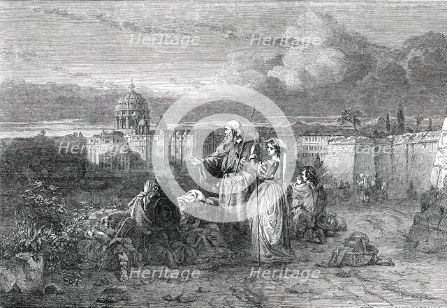 "A Group of Pilgrims in Sight of St. Peter's, Rome"..., 1850.  Creator: Unknown.