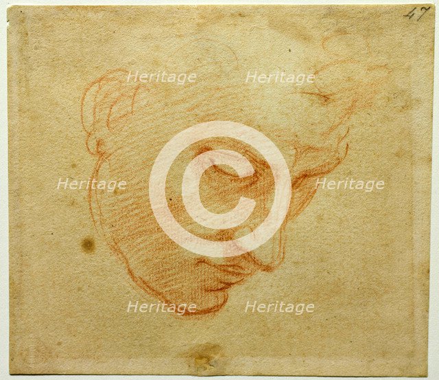 Head Study to the Sistine Chapel ceiling, ca 1509-1510. Artist: Buonarroti, Michelangelo (1475-1564)