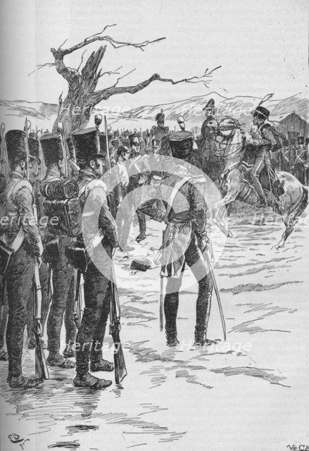 A Hussar Dashed In With The News That The Enemy Were Upon Us!, 1895, (1902). Artist: GB.