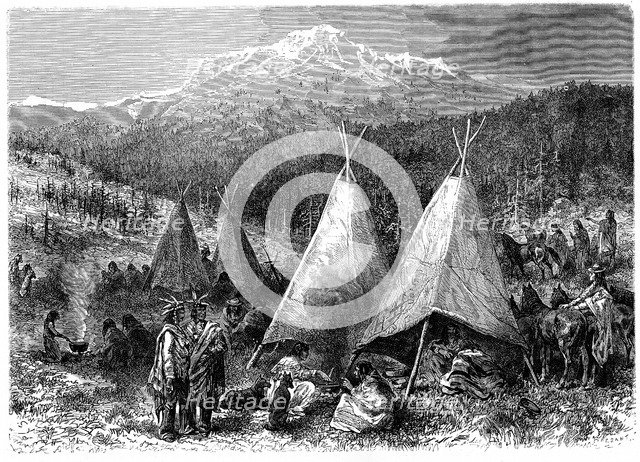 North America Indian encampment in Oklahoma, 1889. Artist: Unknown