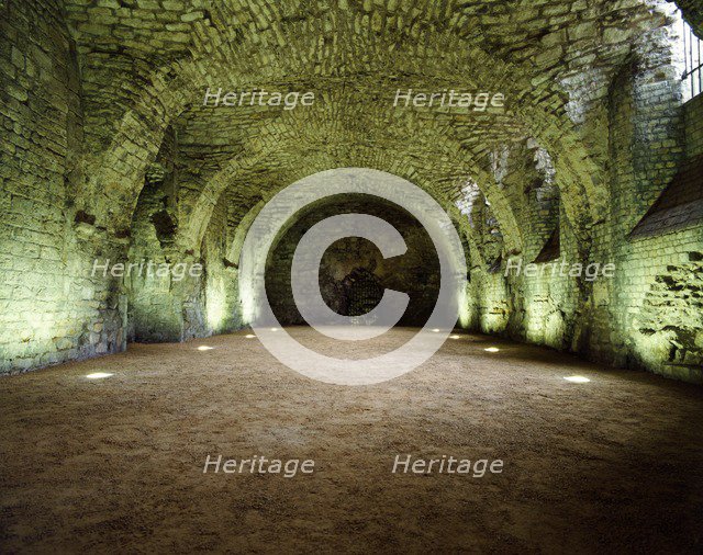 Interior of the undercroft of the Lincoln Medieval Bishop's Palace, Lincolnshire, c2000s(?). Artist: Historic England Staff Photographer.