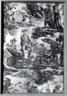 The Apotheosis of Washington and Franklin (Furnishing Fabric), England, c. 1785. Creator: Unknown.