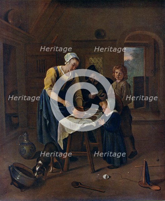 'A Peasant Family at Meal-time ('Grace before Meat')', c1665, (1912).Artist: Jan Steen