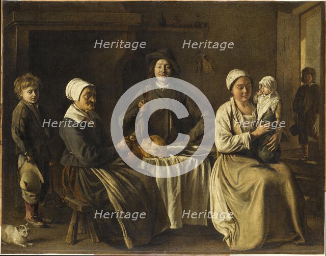 La famille heureuse, ou Le retour du baptême (The happy family, or The return from baptism), 1642. Creator: Le Nain, Louis (1593-1648).