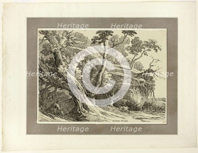 Landscape with Large Trees, from the first issue of Specimens of Polyautography, 1802. Creator: Richard Cooper.