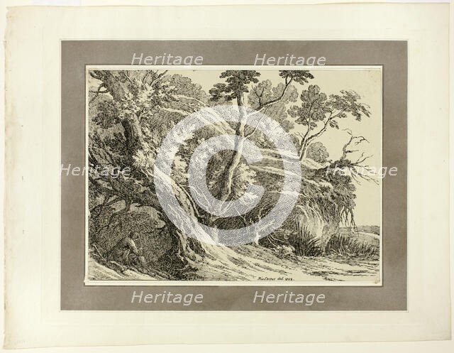 Landscape with Large Trees, from the first issue of Specimens of Polyautography, 1802. Creator: Richard Cooper.
