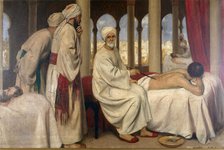Albucasis blistering a patient in the hospital at Cordova, c10th century, c1912. Creator: Ernest Board.