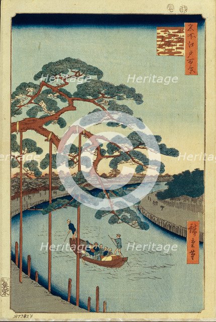 Five Pines and the Onagi Canal (One Hundred Famous Views of Edo), 1856-1858. Artist: Hiroshige, Utagawa (1797-1858)