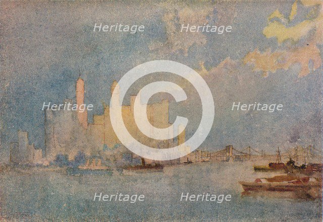 'New York From The Sound', c1913. Artist: William Monk.