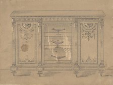 Cabinet Design with Glass Center Door, 19th century. Creator: Anon.