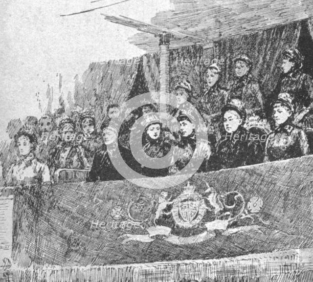 'Queen Victoria at the Performance of..."Mors et Vita" at the Albert Hall, 1886', (1901).  Creator: Unknown.