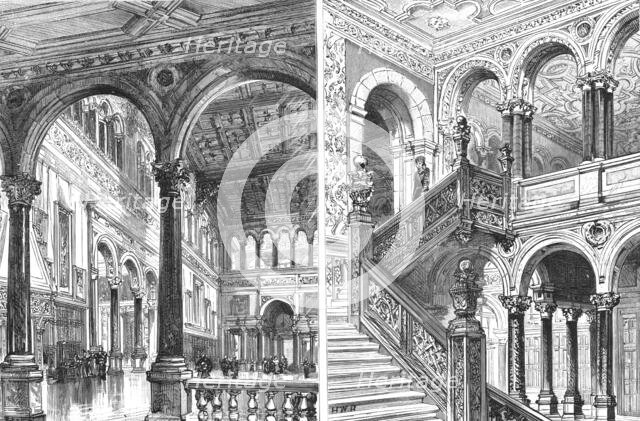 ''Hewell Grange, Birmingham; The Great Hall and The Great Staircase', 1891. Creator: Unknown.