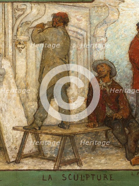 Art spreads its light far and wide: Crafts and industrial design: Sketch for the drawing..., 1880. Creator: Edmond Eugene Valton.