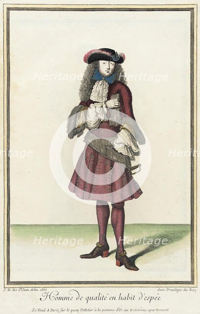 Recueil des modes de la cour de France, 'Homme de Qualité en Habit d'Espée', 1683. Creator: Jean de Dieu.