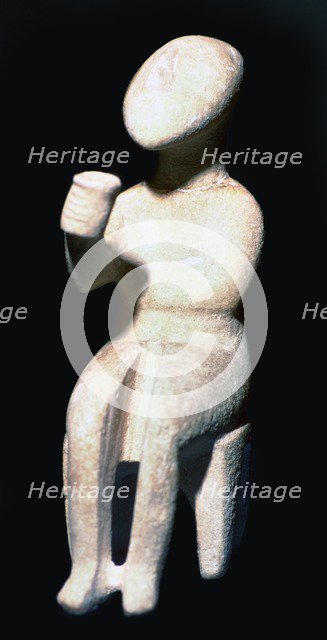 Cycladic male seated figure, 25th century BC. Artist: Unknown