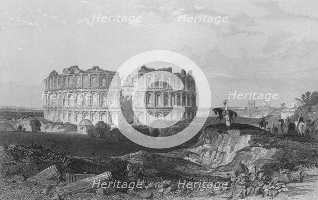 'The Amphitheatre of El Jenn', 1841.  Artist: John Sands.