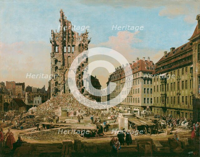 The ruins of the Kreuzkirche in Dresden, 1765. Creator: Bellotto, Bernardo (1720-1780).