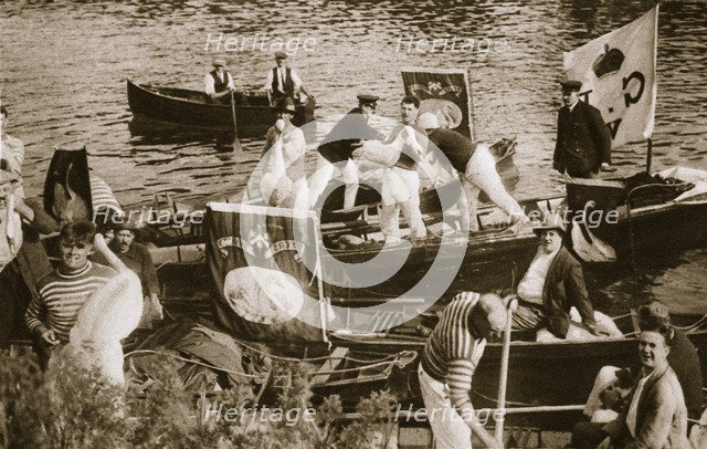 Swan upping on the Thames, 20th century. Artist: Unknown