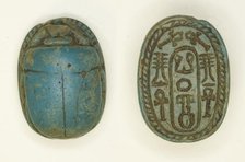 Scarab: Neferkara and Hieroglyphs (ankh and djed signs), Egypt, Middle Kingdom-Second... Creator: Unknown.