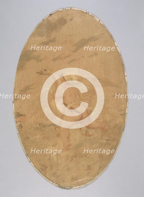 Putto cook pursuing a goose. Decorative painting for the Café de Paris, c1900. Creator: Unknown.