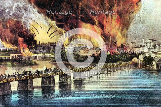 The fall of Richmond, Virginia, American Civil War, 2 April 1865. Artist: Currier and Ives