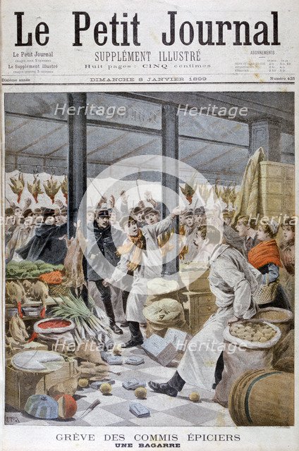 A fight during the grocers strike, Paris, 1899. Artist: Henri Meyer
