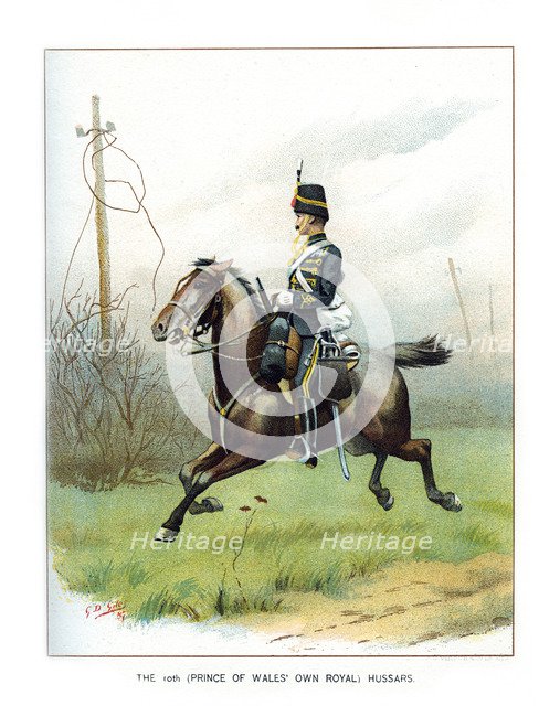 'The 10th (Prince of Wales' Own Royal) Hussars', c1890.Artist: Geoffrey Douglas Giles