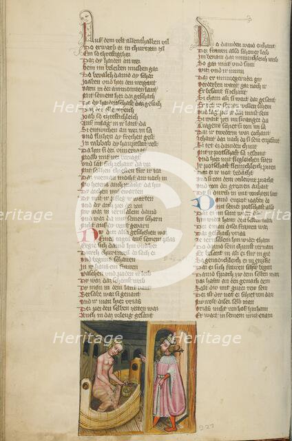 David and Bathsheba; Weltchronik, about 1400-1410. Creator: Unknown.