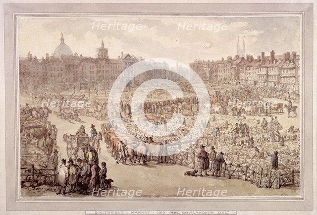 View of Smithfield Market, London, 1810. Artist: Unknown