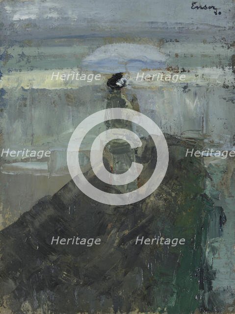 Lady at the Breakwater, 1880. Creator: James Ensor.