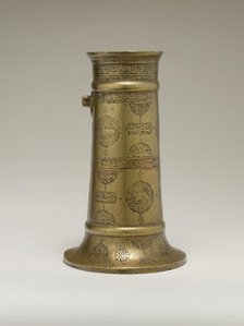 Engraved Lamp Stand with Cartouches and Medallions, Iran, 16th century. Creator: Unknown.