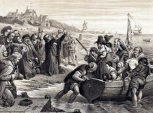 The Pilgrim Fathers leaving Delft Haven on their voyage to America, July 1620 (1878). Artist: Unknown