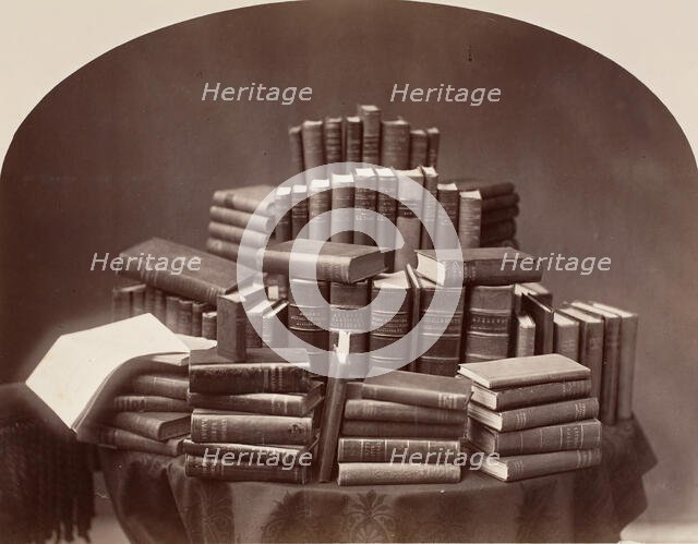 Still Life with Books, 1870s-80s. Creator: Attributed to William Notman.