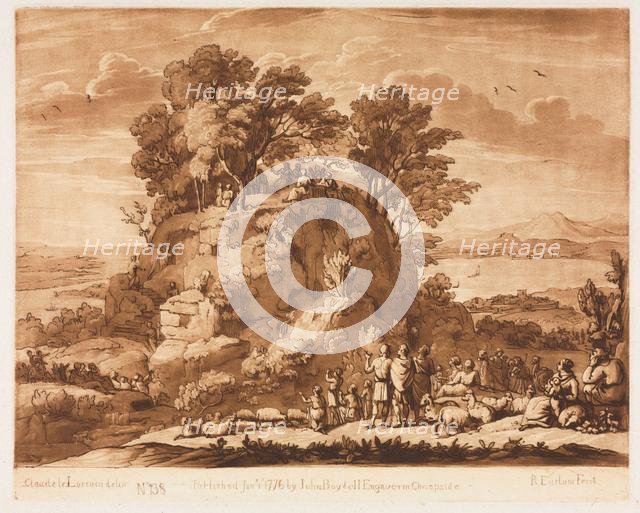 Liber Veritatis: No. 138, A View of the Sea, with Christ Preaching on the Mount..., 1776. Creator: Richard Earlom (British, 1743-1822); John Boydell.