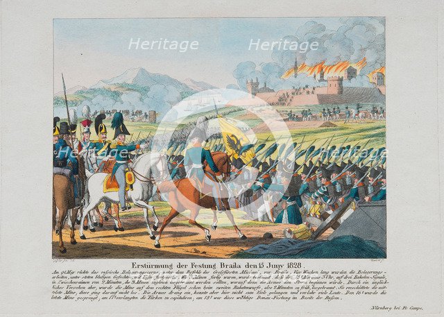 The storming the Brailov fortress on June 15, 1828, c. 1830. Artist: Campe, August Friedrich Andreas (1777-1846)