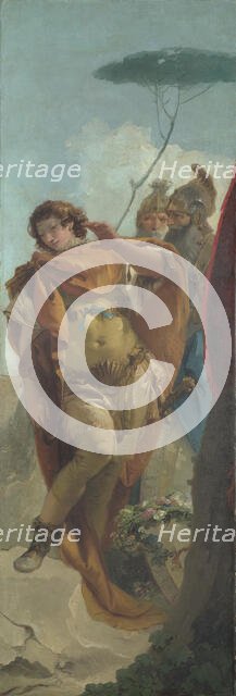 Rinaldo turning in Shame from the Magic Shield, ca 1744 . Creator: Tiepolo, Giambattista (1696-1770).
