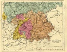 Map of South Germany and Bavaria, c1872. Creator: Unknown.